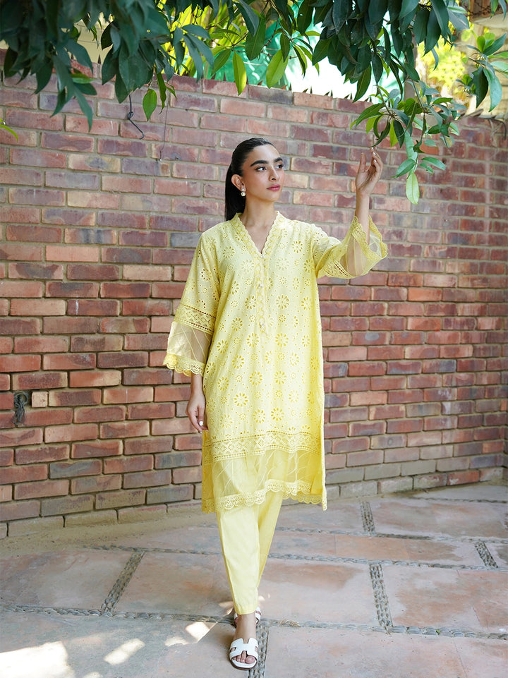 Lemon Yellow Chikan Set