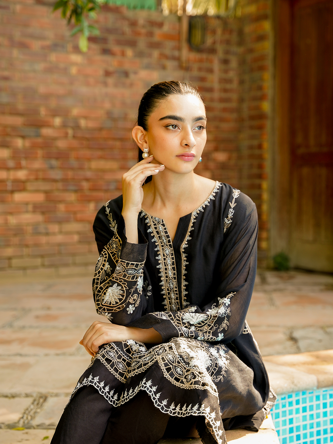 Black Embroidered Set