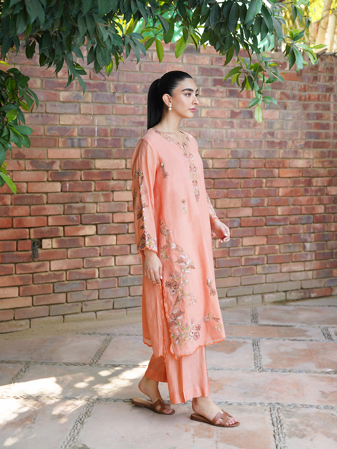 Coral Embroidered Set