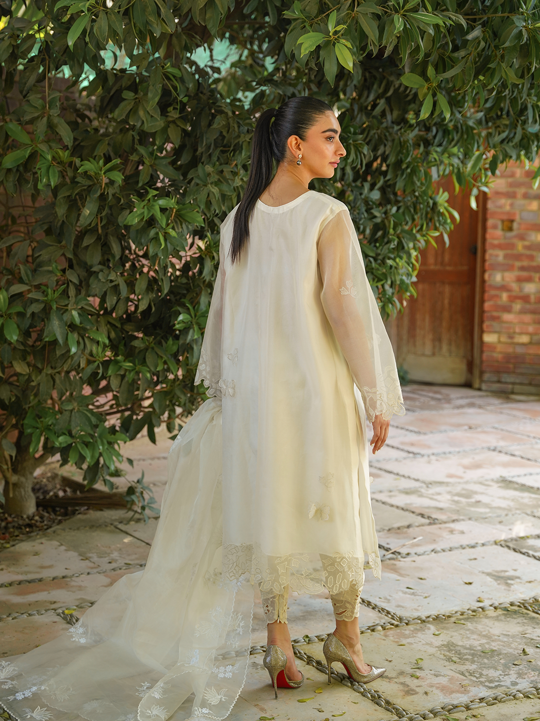 Ivory Organza 3D 3-Piece Set