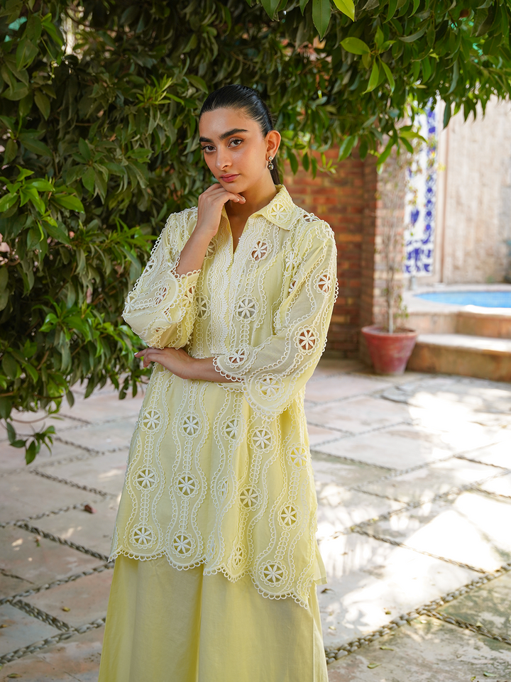 Lemon Yellow Chikan Set