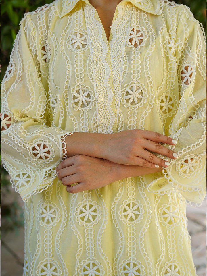 Lemon Yellow Chikan Set