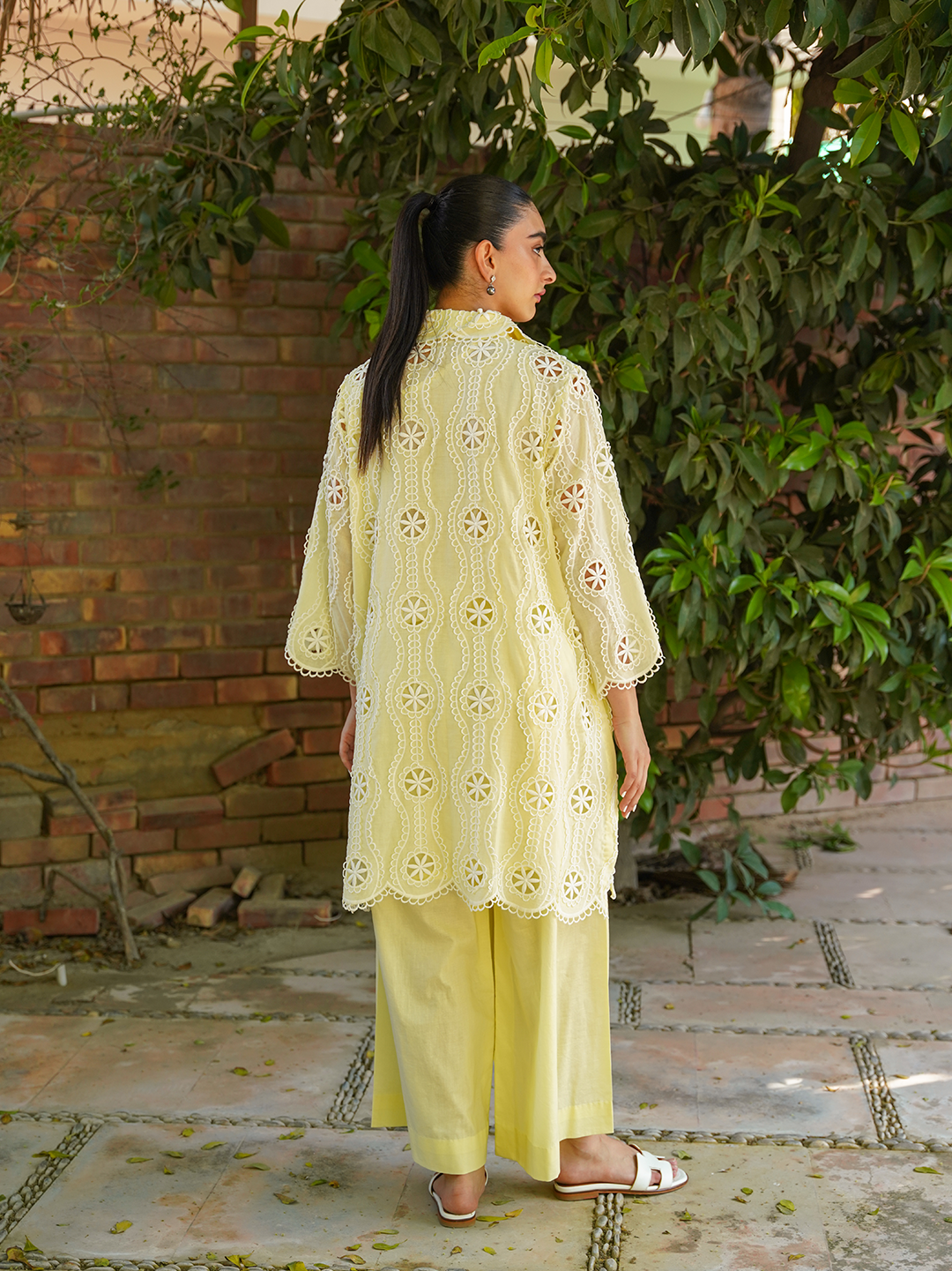 Lemon Yellow Chikan Set