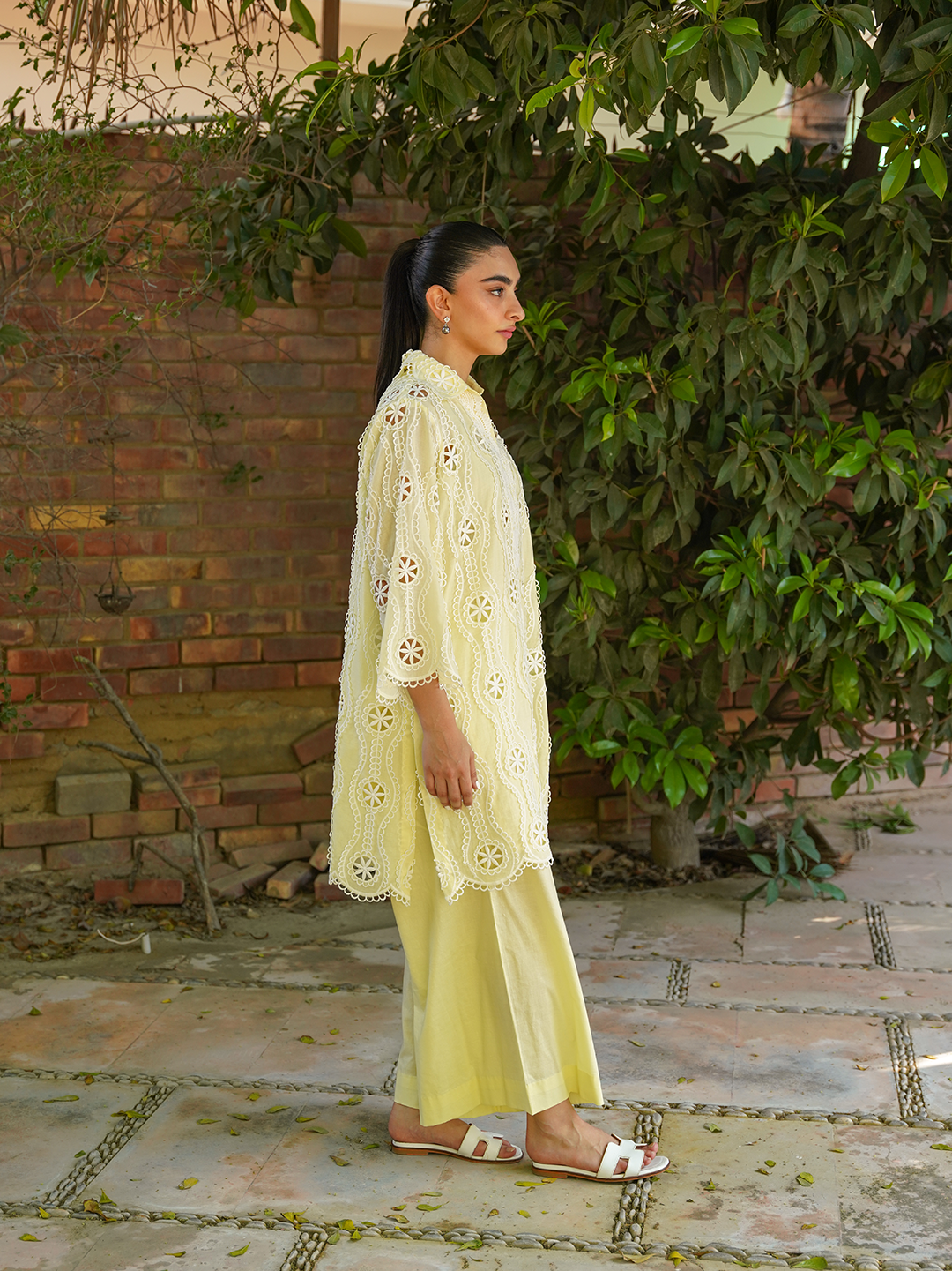 Lemon Yellow Chikan Set