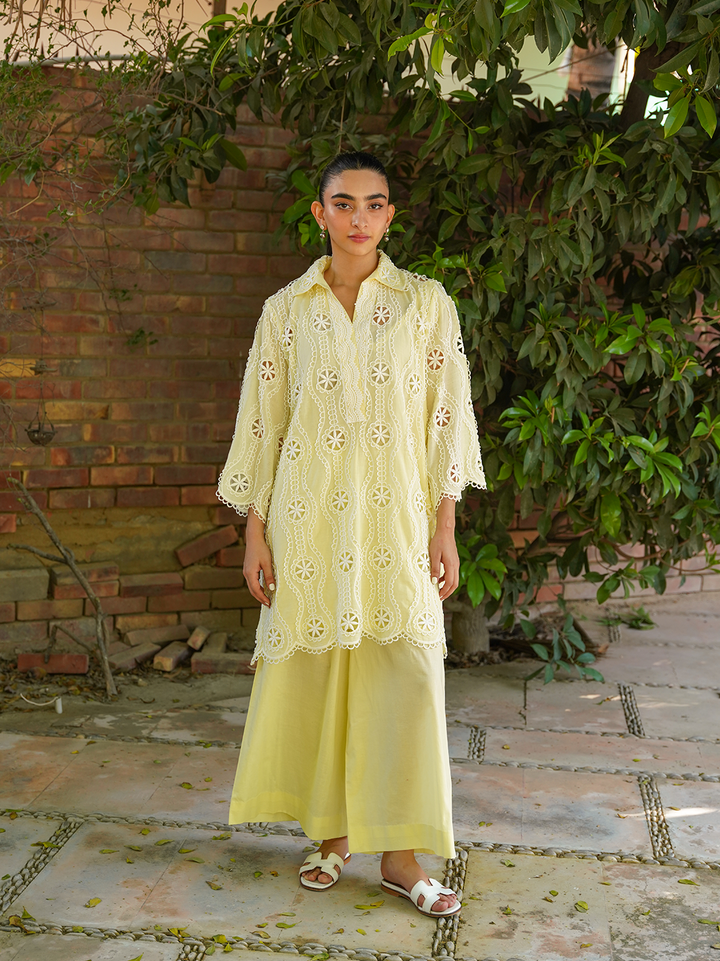 Lemon Yellow Chikan Set