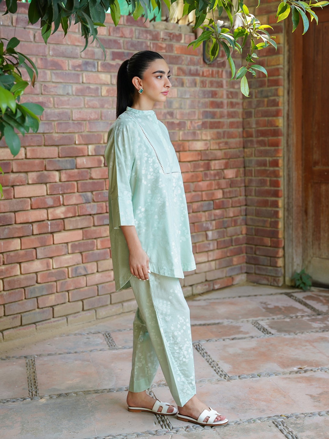 Mint Green Jacquard Set