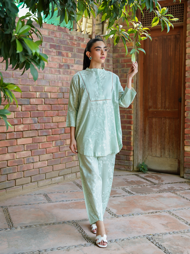 Mint Green Jacquard Set