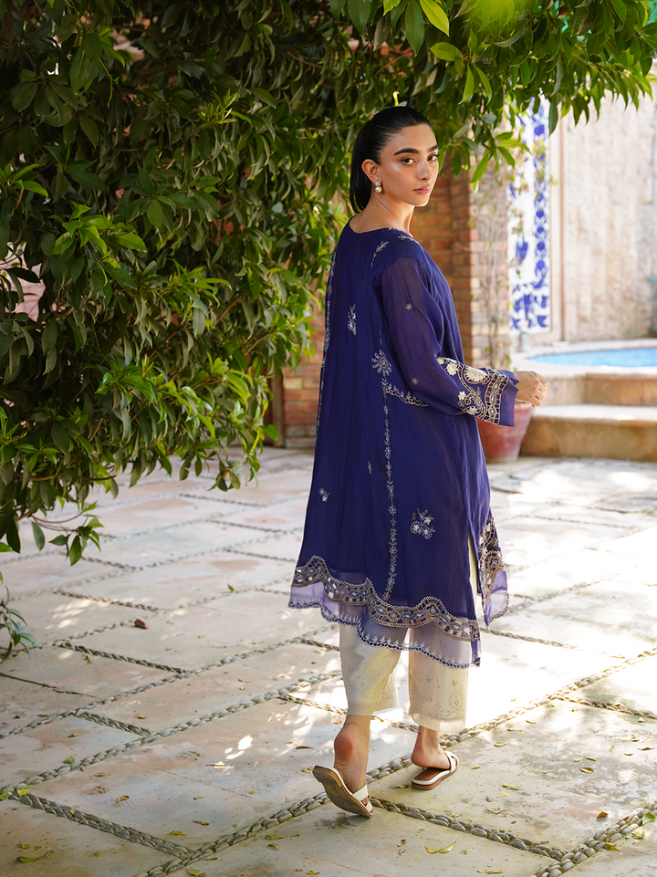 Electric Blue Embroidered Shirt (Shirt Only)