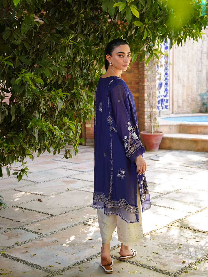 Electric Blue Embroidered Shirt (Shirt Only)