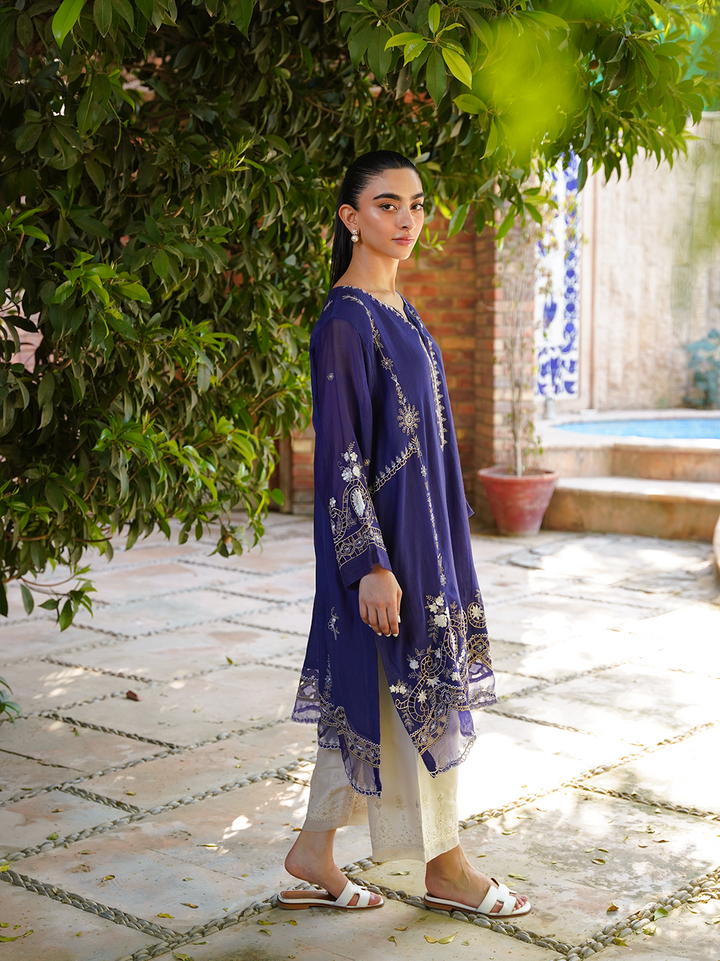 Electric Blue Embroidered Shirt (Shirt Only)