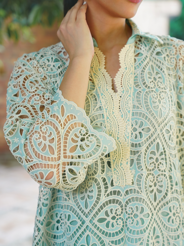 Sea Green Cutwork Set