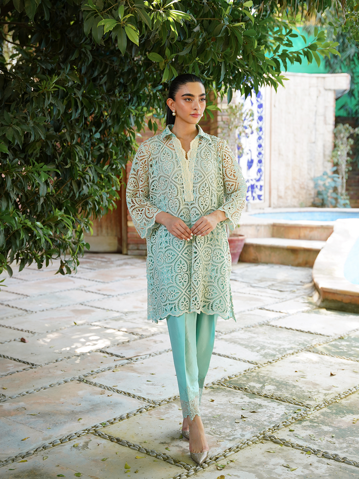 Sea Green Cutwork Set